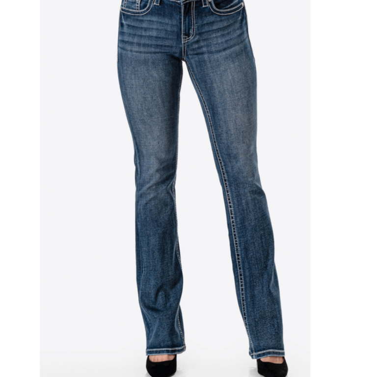 Grace in LA Grace In LA  BootCut - Floral Design on Pockets