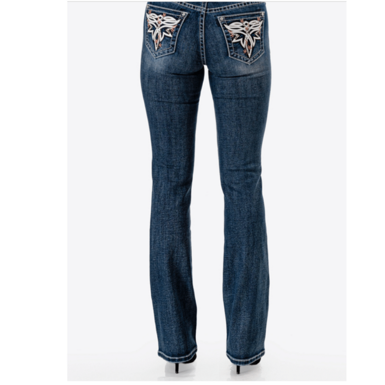 Grace in LA Grace In LA  BootCut - Floral Design on Pockets
