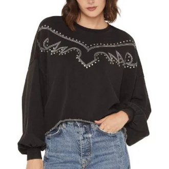 Panhandle Rock and Roll Studded Sweatshirt - Black w/Tan Stitching