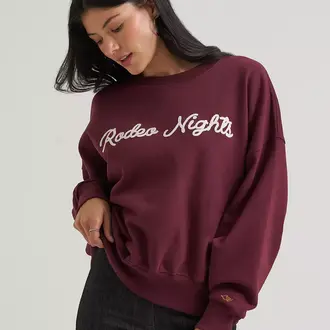 Wrangler Laney Wilson Wrangler Light Weight LS Rodeo Nights SweatShirt - Maroon/White