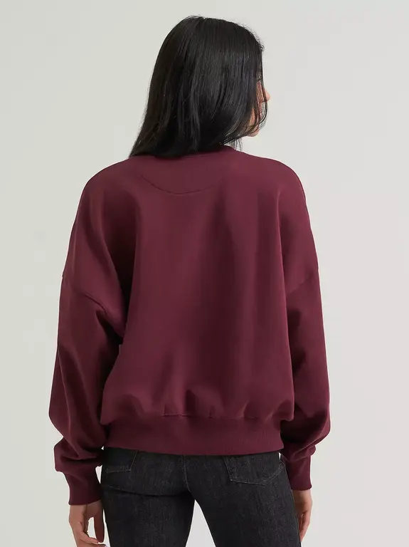 Wrangler Laney Wilson Wrangler Light Weight LS Rodeo Nights SweatShirt - Maroon/White