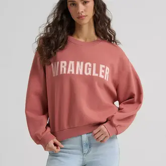 Wrangler Wrangler Retro Crew Fleece w/Wrangler Stitched on front - Withered Rose w/Baby Pink