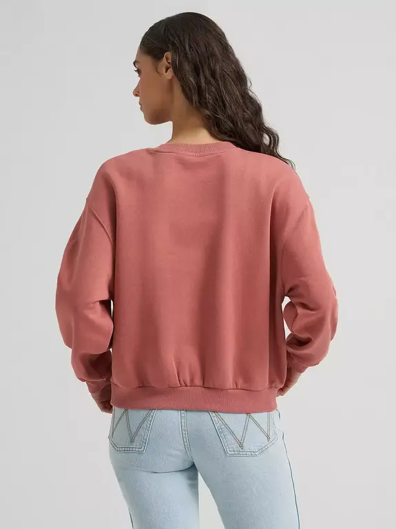 Wrangler Wrangler Retro Crew Fleece w/Wrangler Stitched on front - Withered Rose w/Baby Pink