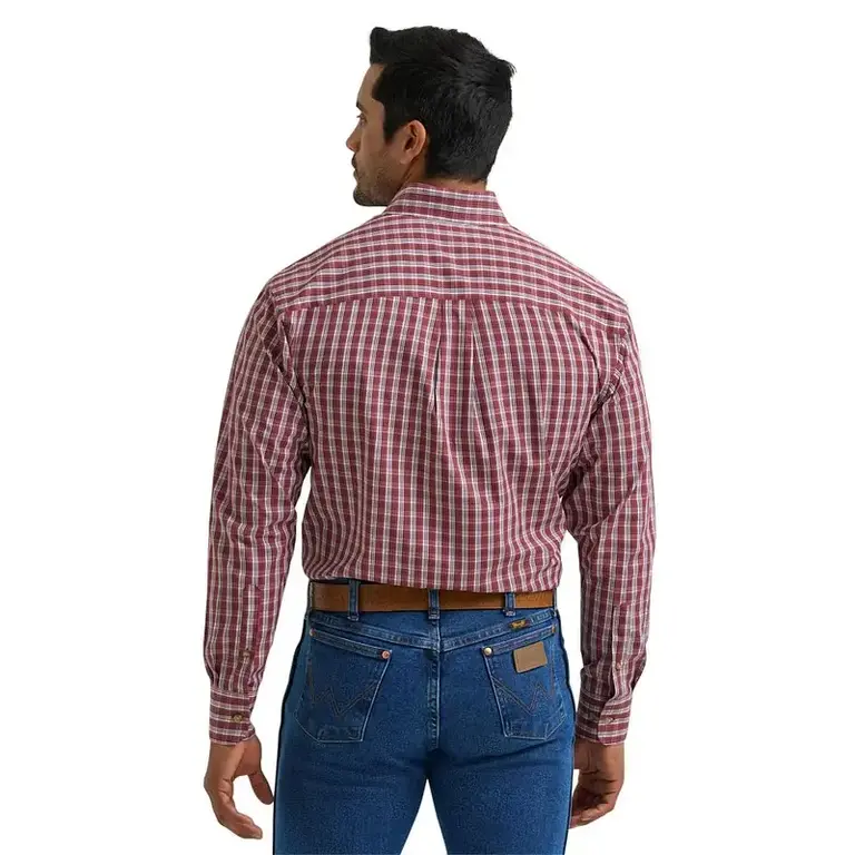 Wrangler Wrangler Western Wear Relaxed Fit Classic LS Plaid -  Brown/White