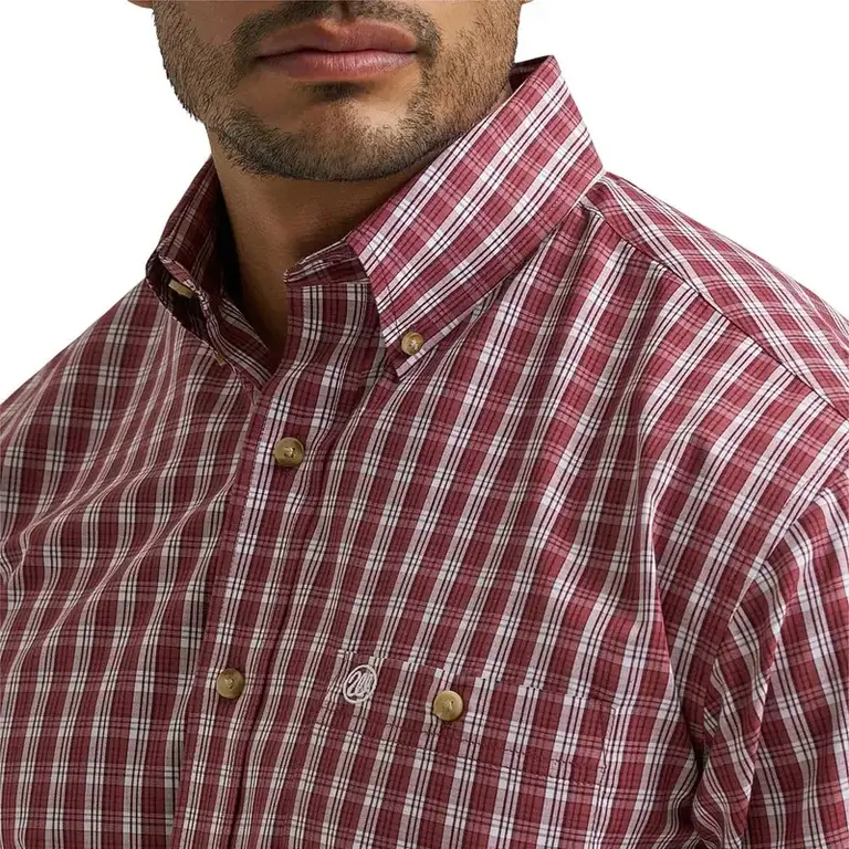 Wrangler Wrangler Western Wear Relaxed Fit Classic LS Plaid -  Brown/White