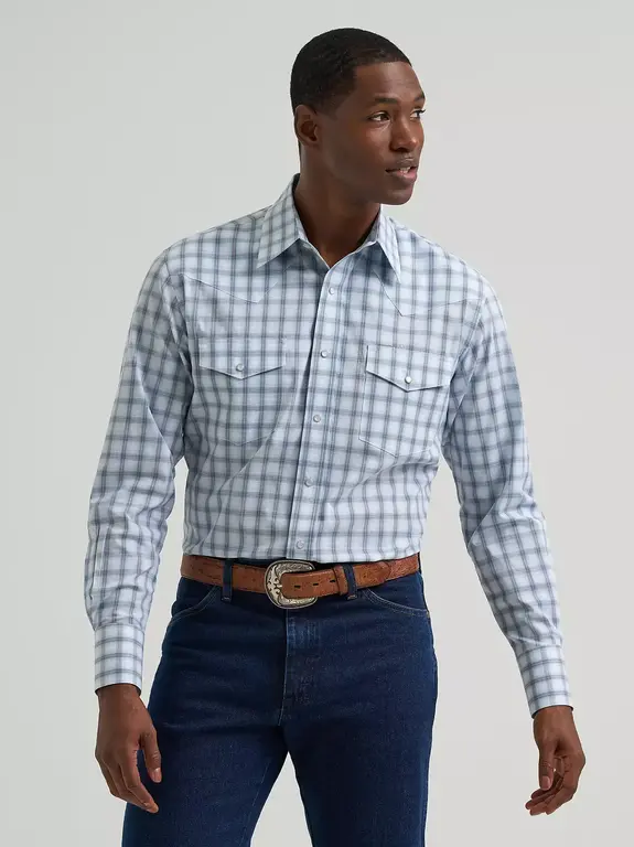Wrangler Wrangler Western Wear Classic Fit LS Plaid -  Green/White