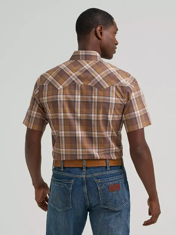 Wrangler Wrangler Retro Modern Fit  SS Plaid Shirt - Brown/White