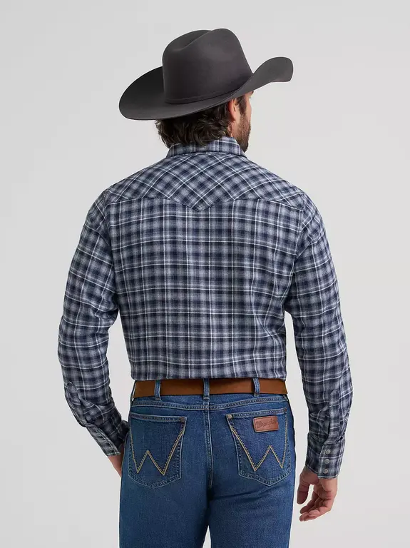 Wrangler Wrangler Retro Modern Fit Flannel LS Plaid - Blue/White