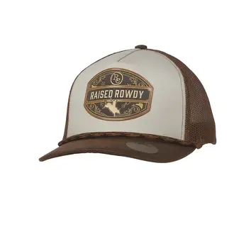 M&F Ranch Craft Original Snap Back Raised Rowdy Patch Cap - Cream/Brown