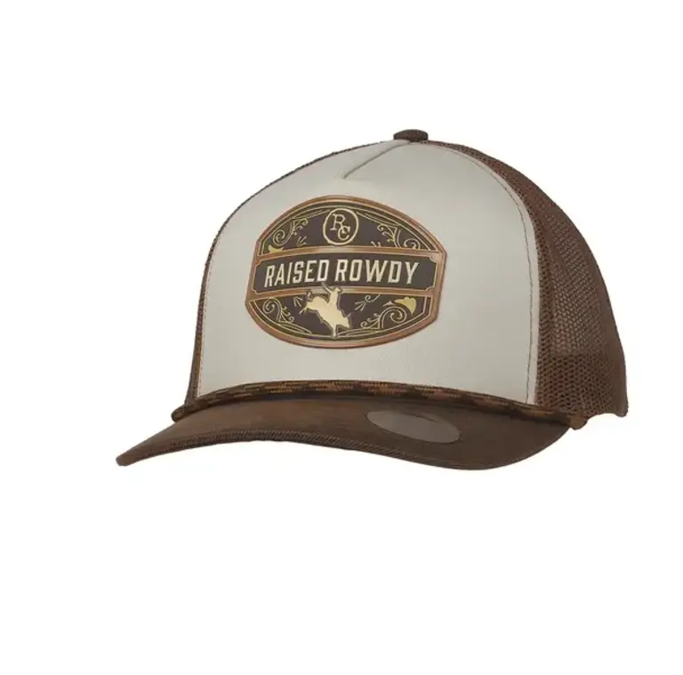 M&F Ranch Craft Original Snap Back Raised Rowdy Patch Cap - Cream/Brown