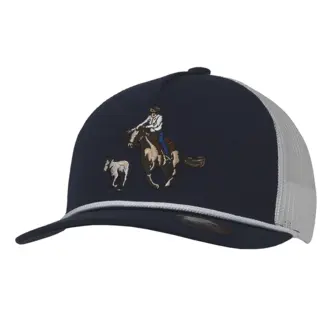 M&F Ranch Craft Originals Snap Back Calf Roper Cap - Navy/White