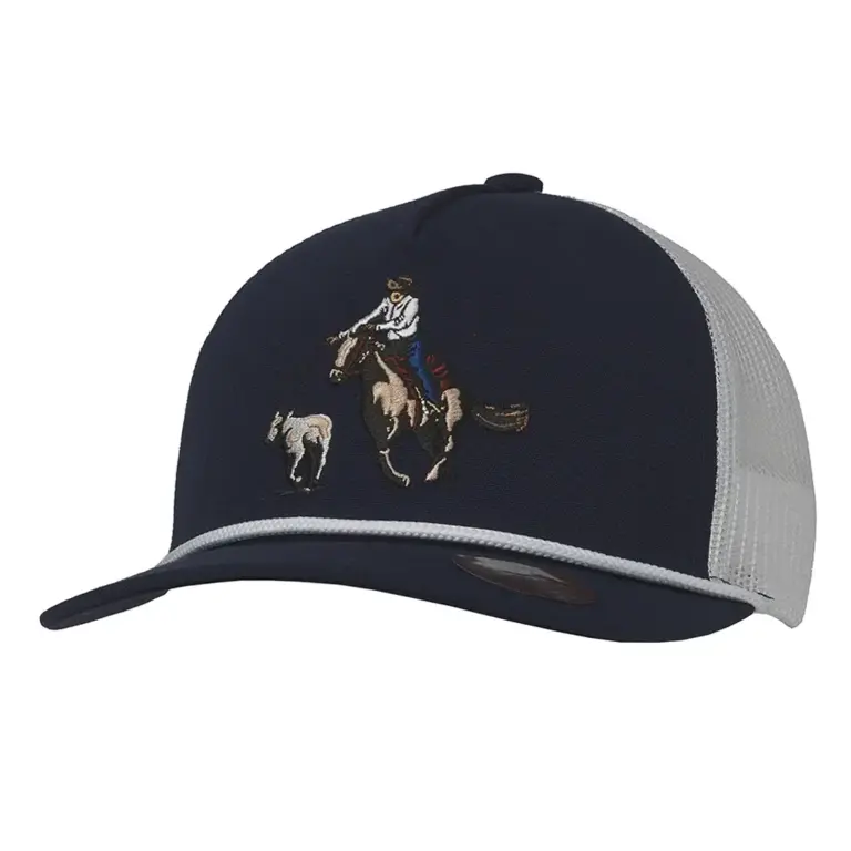 M&F Ranch Craft Originals Snap Back Calf Roper Cap - Navy/White