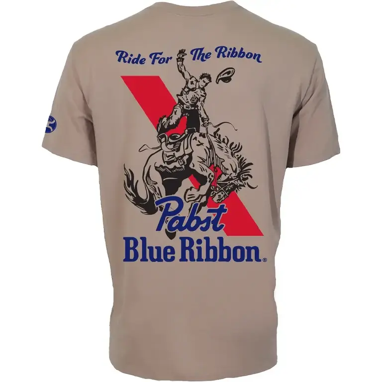Hooey Hooey Pabst Blue Ribbon Ride For The Ribbon SS Shirt - Tan