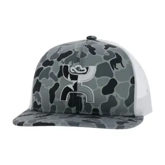 Hooey Hooey Texican Grey/White/Black Hooey Logo Cap - Grey Camo/White