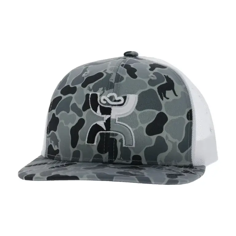 Hooey Hooey Texican Grey/White/Black Hooey Logo Cap - Grey Camo/White