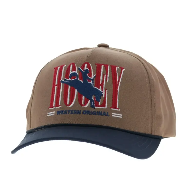 Hooey Hooey Wild Ride Red/Navy Horse and Rider Stitching Cap -Tan/Navy
