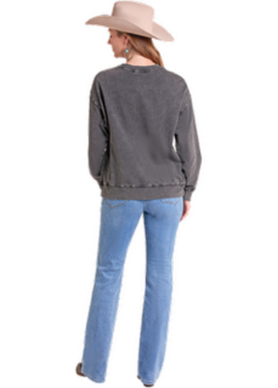 Rock and Roll Rock and Roll Wild West Cowboys  Skull Graphic Pullover Sweatshirt