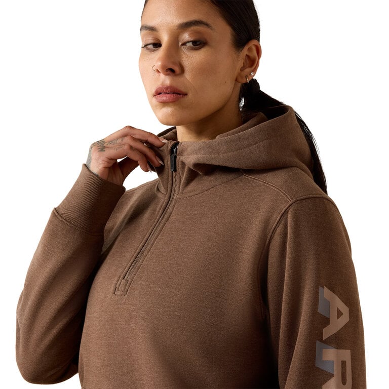 Ariat Ariat Work Rebar Lightweight Logo 1/2 Zip Hoodie - Raindrum Heather/Ginger Snap