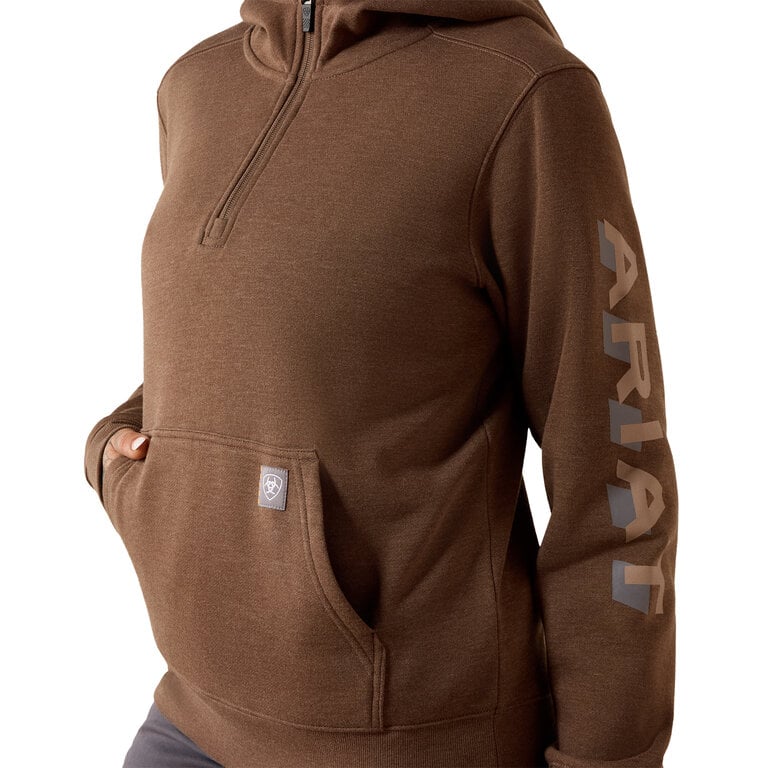 Ariat Ariat Work Rebar Lightweight Logo 1/2 Zip Hoodie - Raindrum Heather/Ginger Snap