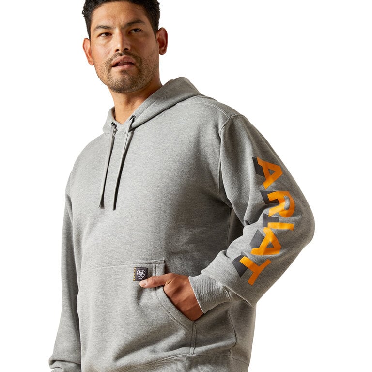 Ariat Ariat Work Rebar Lightweight Logo Hoodie - Heather Grey/Rebar Orange