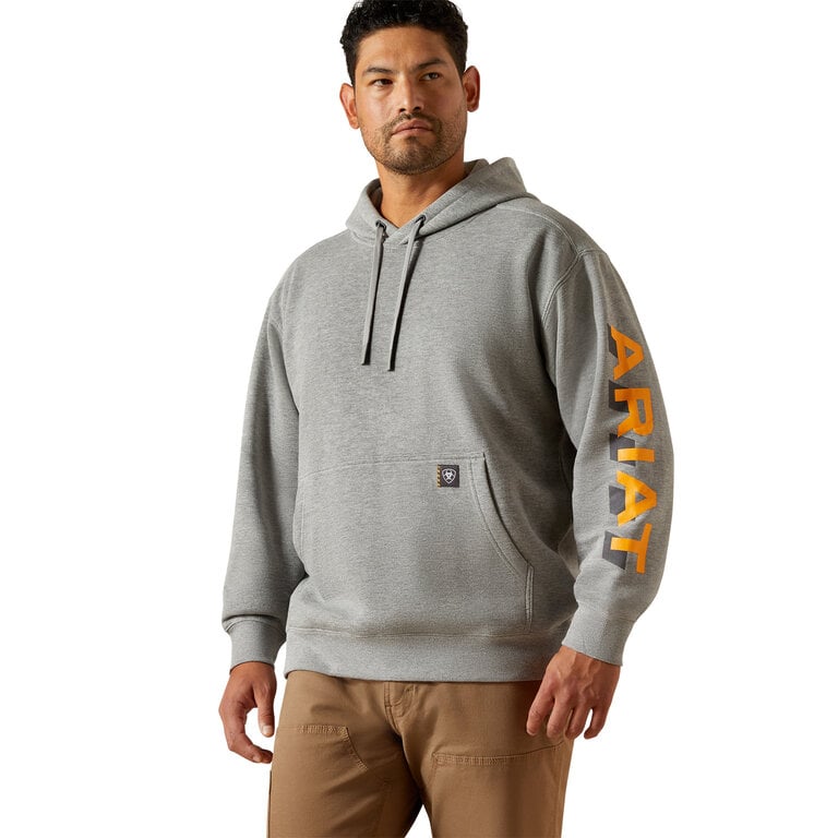 Ariat Ariat Work Rebar Lightweight Logo Hoodie - Heather Grey/Rebar Orange