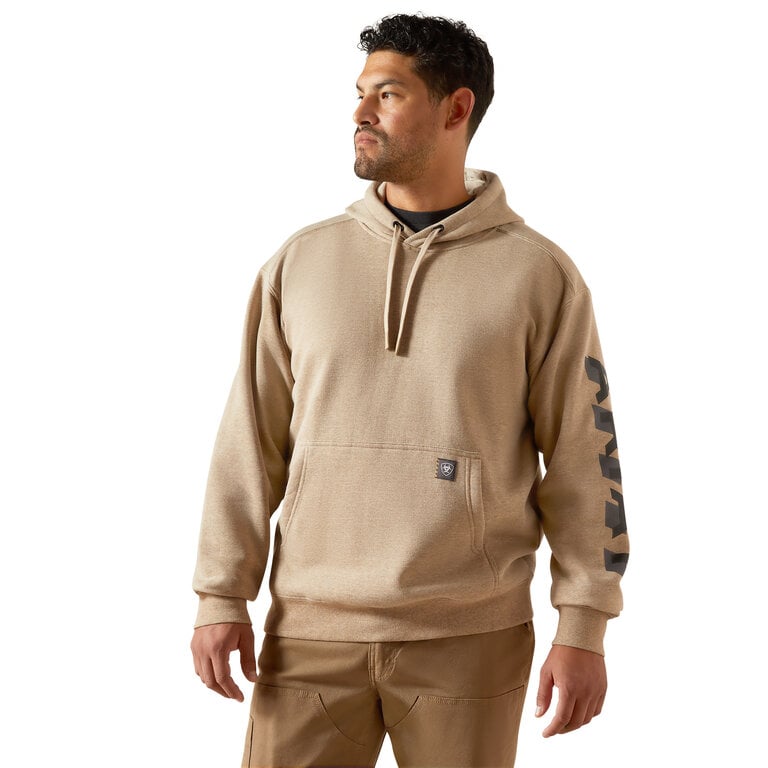 Ariat Ariat Work Rebar Lightweight Logo Hoodie - Oatmeal Heather/Black