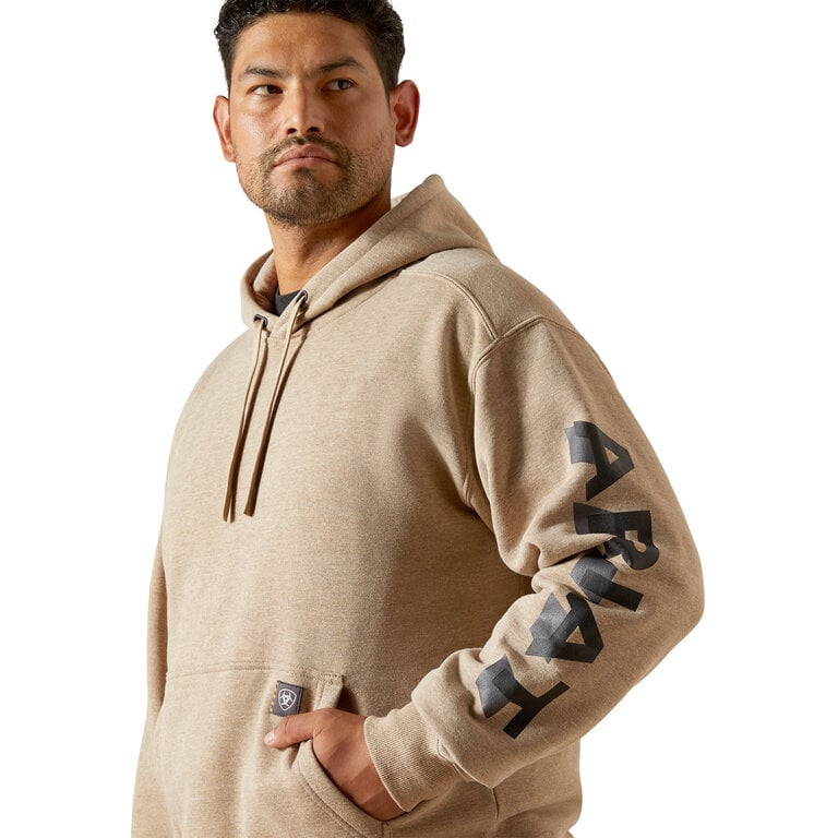 Ariat Ariat Work Rebar Lightweight Logo Hoodie - Oatmeal Heather/Black