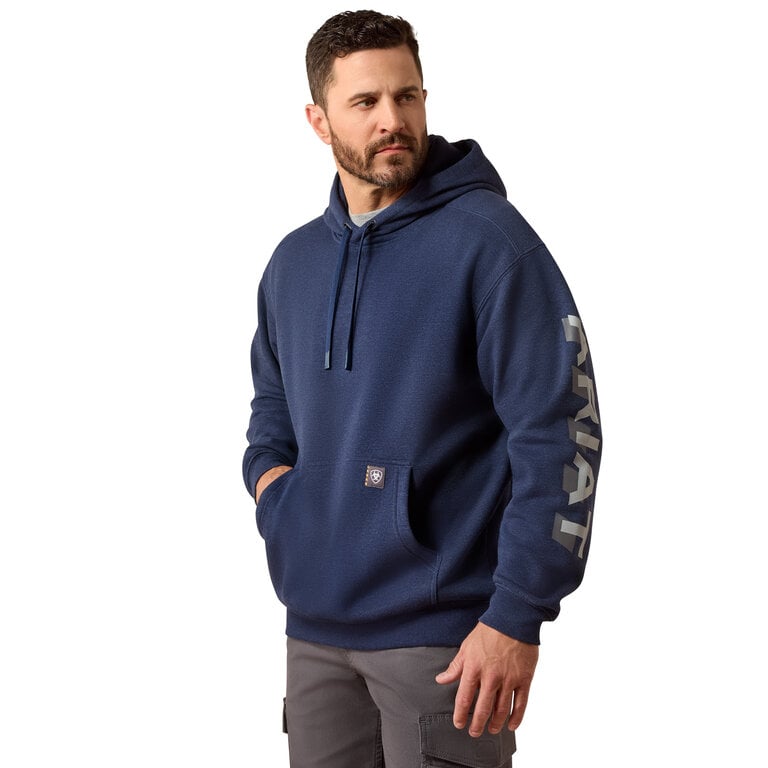 Ariat Ariat Work Rebar Lightweight Logo Hoodie - Navy Heather/Alloy