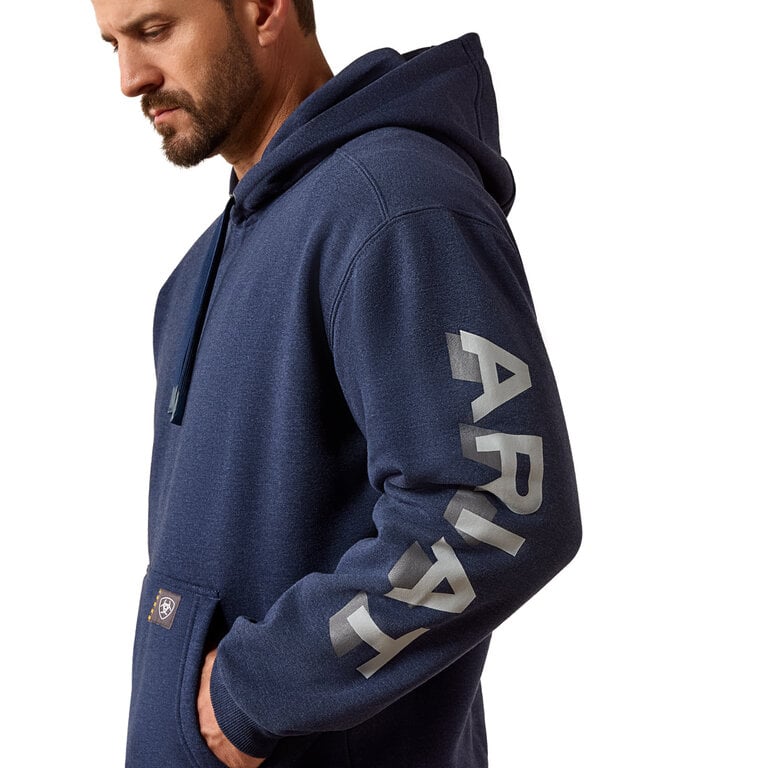 Ariat Ariat Work Rebar Lightweight Logo Hoodie - Navy Heather/Alloy