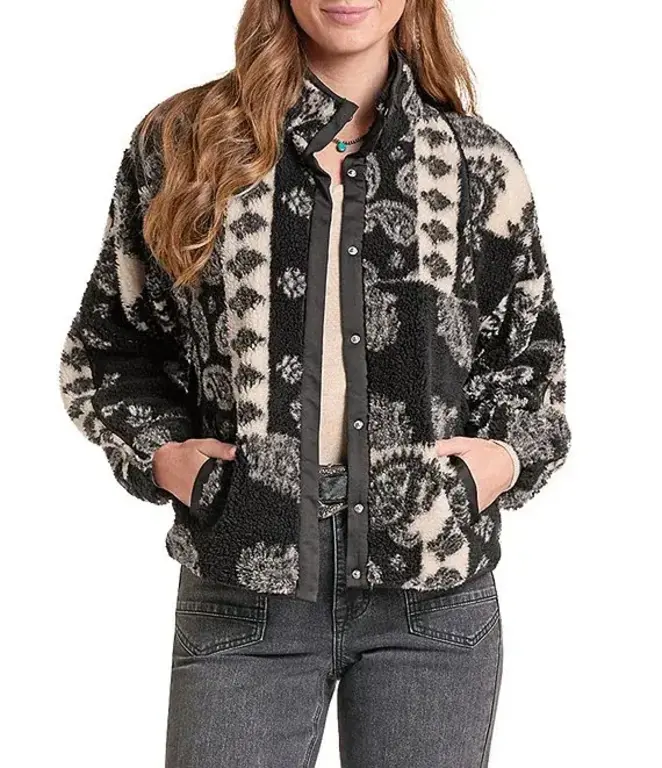 Rock and Roll Rock and Roll Paisley Sherpa W/Piping - Black/White