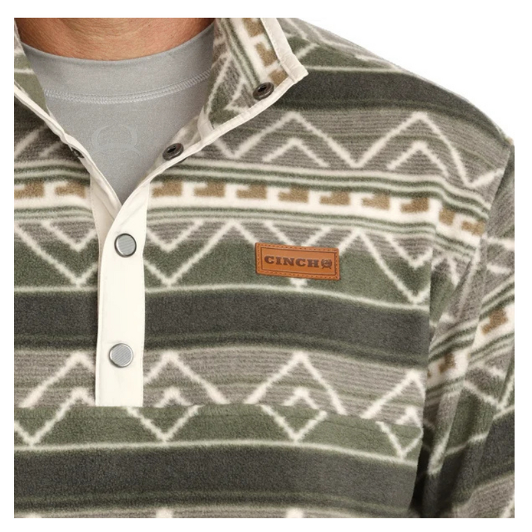 Cinch Cinch Two Pocket Diamond Print Polar Fleece -Green/Gray/Cream