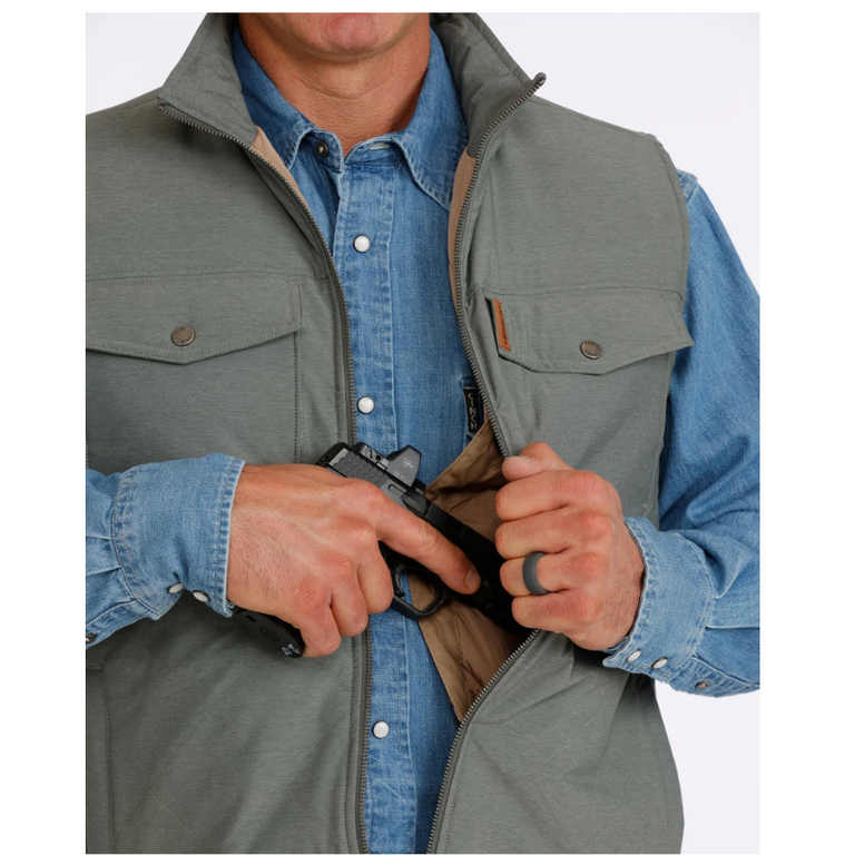 Cinch Cinch Durable Water Resistant, Concealed Carry Pocket Quilted Vest - Green