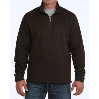 Cinch Cinch 1/4 Zip Black Logo Pullover Sweater - Brown