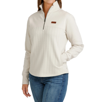 Cinch Cinch 1/4 Zip w/ Pattern Pullover - Cream