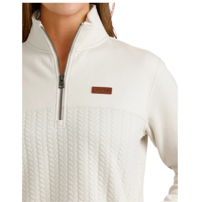 Cinch Cinch 1/4 Zip w/ Pattern Pullover - Cream