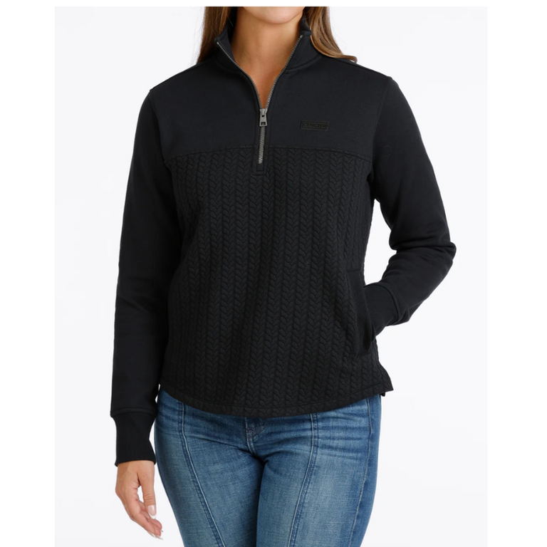 Cinch Cinch 1/4 Zip w/Design Pullover - Black