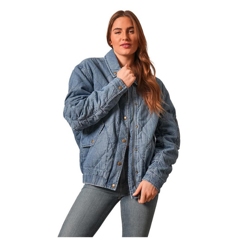 Kimes Kimes Ranch Phoeby Quilted Snap & Zip Jacket - Indigo Blue