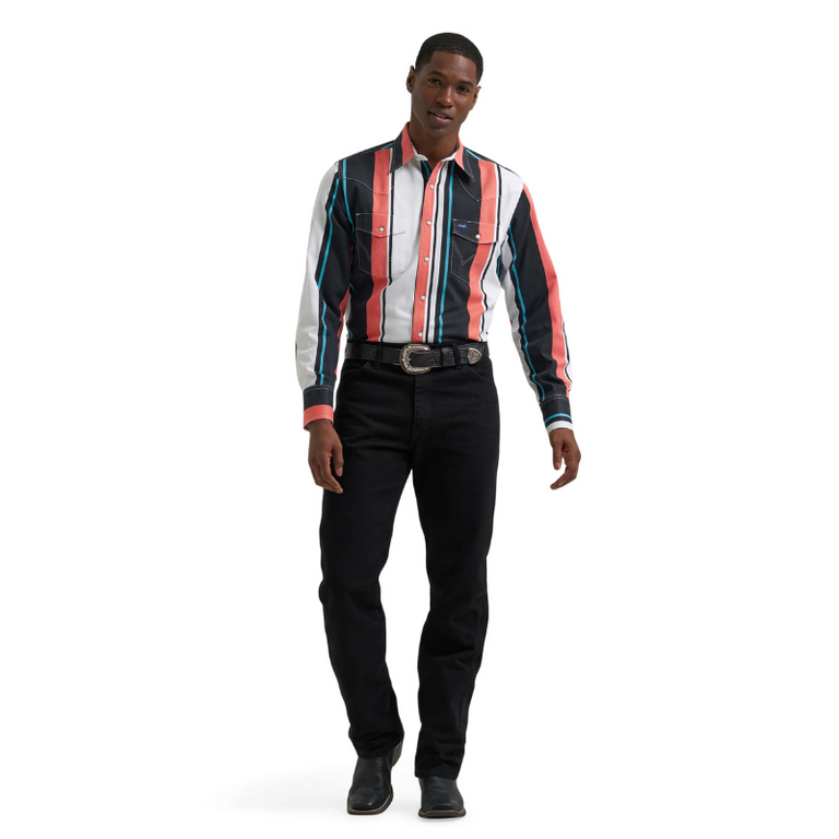 Wrangler Wrangler BrushPopper Stripped Classic LS Shirt - Multi Colored