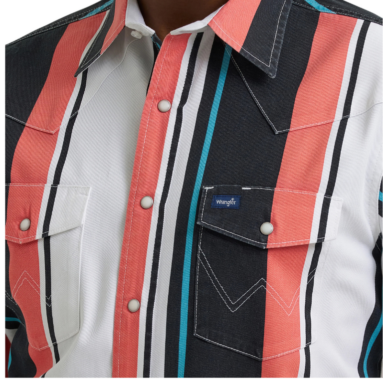 Wrangler Wrangler BrushPopper Stripped Classic LS Shirt - Multi Colored
