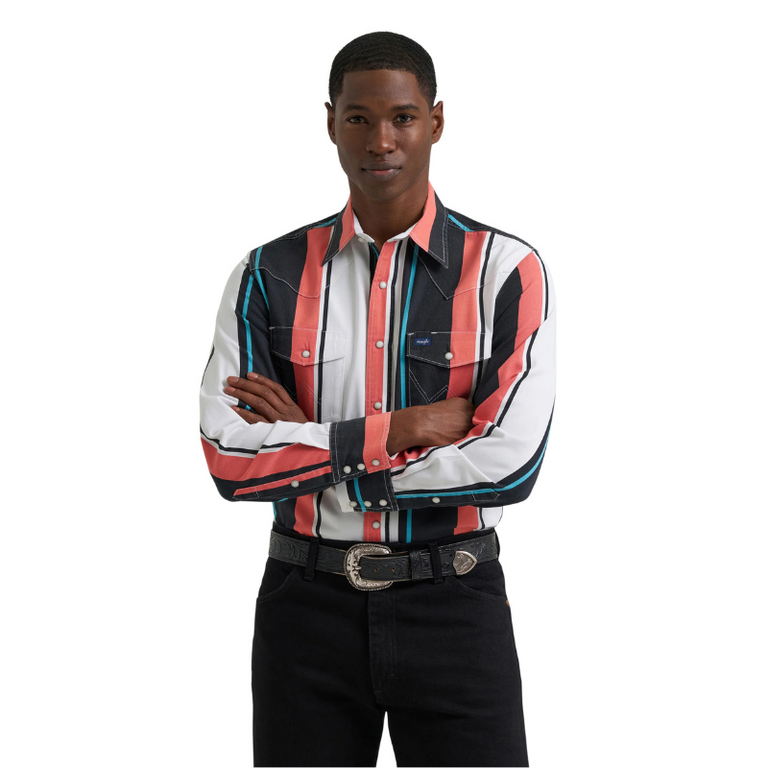 Wrangler Wrangler BrushPopper Stripped Classic LS Shirt - Multi Colored