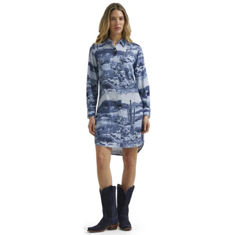 Wrangler Wrangler Retro Western LS Dress - Desert Blue