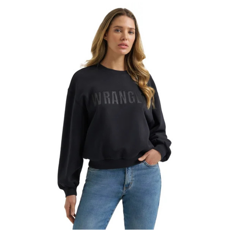 Wrangler Wrangler Retro Black Wrangler Embroidered Logo Sweater - Black