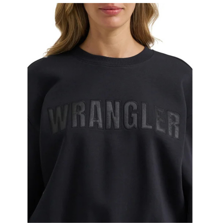 Wrangler Wrangler Retro Black Wrangler Embroidered Logo Sweater - Black