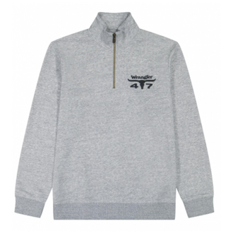 Wrangler Wrangler 47 w/ Longhorn Design 1/4 Zip Pullover - Grey Mele