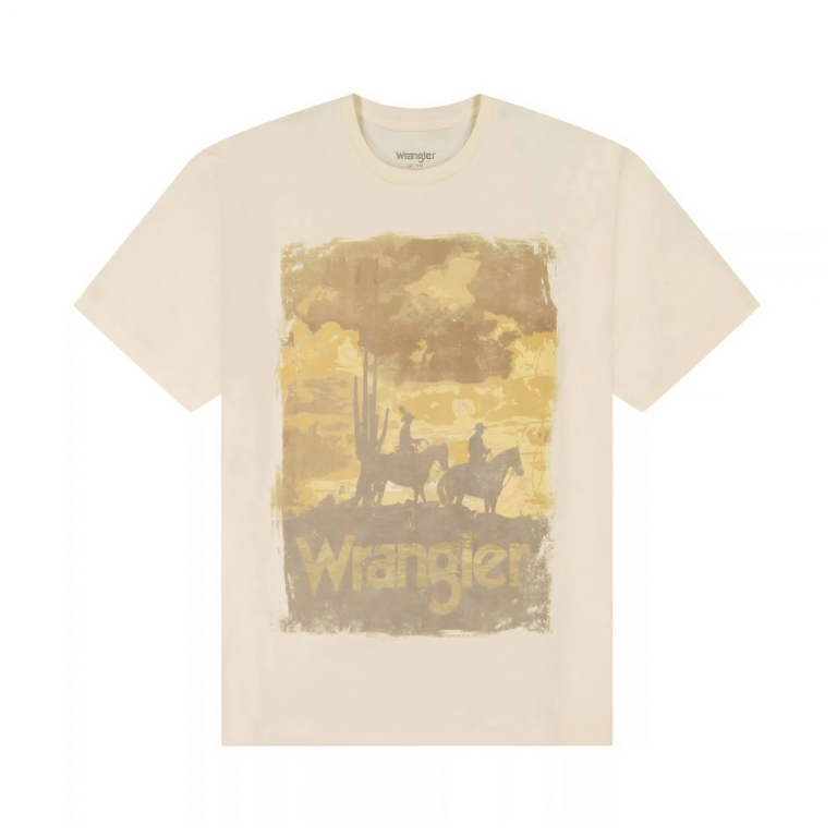 Wrangler Wrangler Retro Desert w/Horse and Riders  SS Shirt - Ridge White