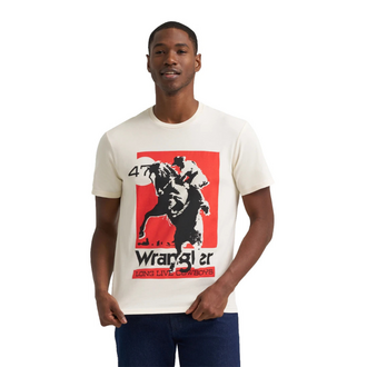 Wrangler Wrangler 47  Long Live Cowboys Horse and Rider SS Shirt - Denal White