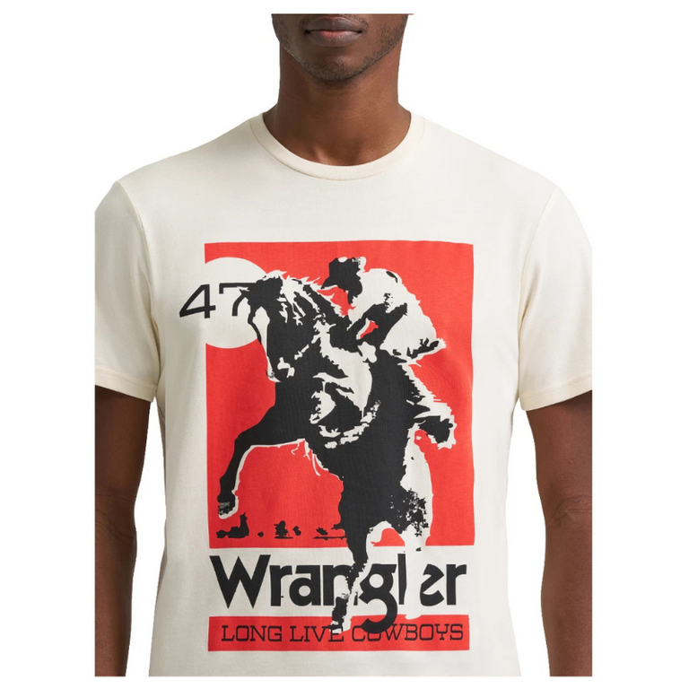 Wrangler Wrangler 47  Long Live Cowboys Horse and Rider SS Shirt - Denal White