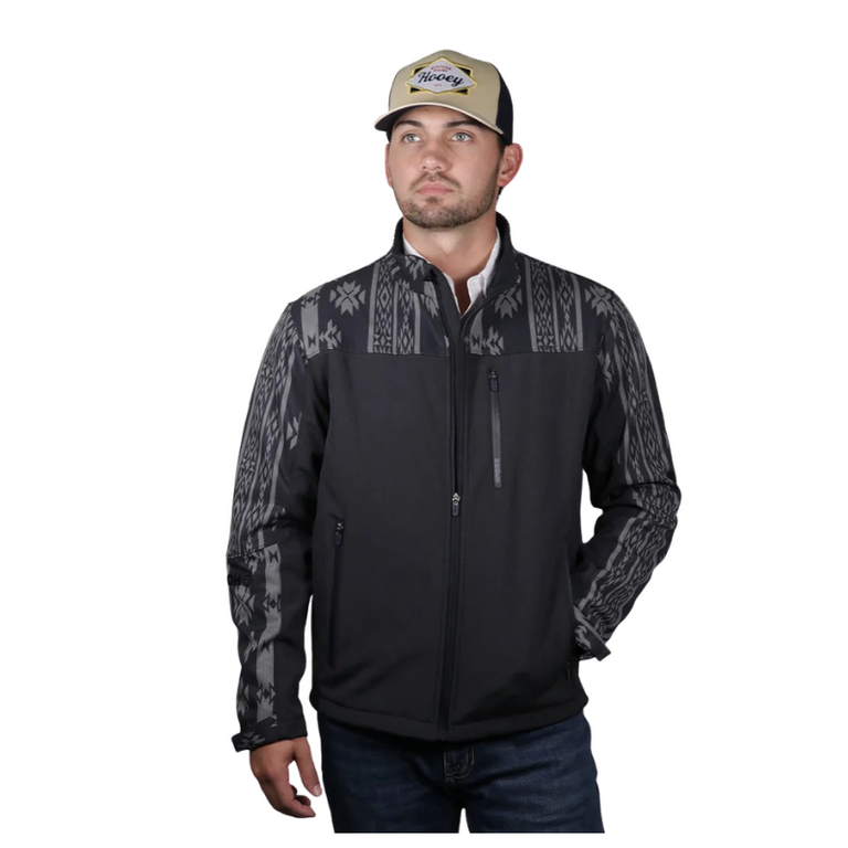 Hooey Hooey Jackson Grey Aztec Pattern Across Chest Jacket - Black
