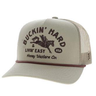 Hooey Hooey Buckin Hard & Living Easy Brown Embroidered Horse and Rider Cap - Tan