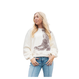 Wrangler Wrangler Retro LS Boot Sweat Shirt - Cream